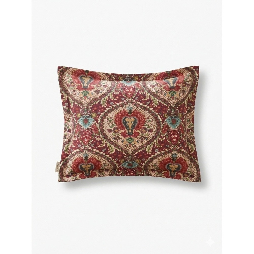 Pottery Barn Darcy Medallion Paisley Standard Pillow Sham Red Cotton 26x20